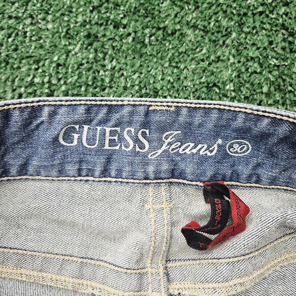 Guess Daredevil Boot Cut Jeans Embellished Pockets Dark Wash Denim Size 30 - Picture 8 of 14